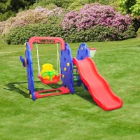HomCom Balanço com escorregador e cesta de basquete para crianças - Plástico - 167x164x120cm(m-2)
