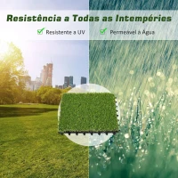 Relva Artificial 30x30cm 10 Peças com Altura de 25mm Alta Densidade 6500 para Exterior Pátio Terraço Verde(m-6)