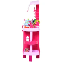 HOMCOM Cozinha para Crianças acima de 3 Anos Cozinha Infantil com 38 Acessórios Luz Som 78x29x87 cm Rosa(m-12)