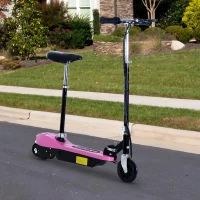 HOMCOM Trotinete Elétrica para Crianças Trotinete Dobrável Bateria 120W Guiador Ajustável Velocidad Máxima de 10km/h e Freio de Pé 78x37x99 cm Rosa(m-2)