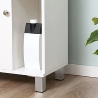 Kleankin Armário Casa de Banho Móvel para Lavatório de Madeira com 5 Compartimentos Abertos 1 Porta Desenho Compacto Moderno 60x30x68cm Branco(m-9)