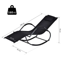 Outsunny Espreguiçadeira Baloiço de Jardim com Apoio para os Braços Almofada para a Cabeça Removível 160x61x79cm Preto(m-3)