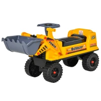 HOMCOM Trator sem Pedais para Crianças de 2-3 Anos com Pá Escavadora Espaço de Armazenamento Oculto Volante e Buzina 70x26x37cm Amarelo(m-1)