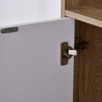 HOMCOM Móvel Aparador Alto Armário Auxiliar de Sala de Estar com 5 Compartimentos e 1 Porta Multiuso para Sala de Jantar Cozinha Dormitório 60x30x121cm Carvalho e Branco(m-7)