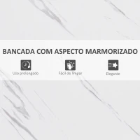 HOMCOM Mesa de Bar Mesa Alta com Bancada de Efeito Marmorizado e Pés de Metal Estilo Moderna para Cozinha Bistro Cafeteria 120x40x100cm Branco(m-6)