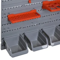 DURHAND Prateleira de Parede Organizador de Ferramentas Prateleiras de Armazenamento com 28 Caixas 95x22x54 cm Cinza e Vermelho(m-8)