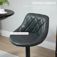 HOMCOM Conjunto de 2 Bancos de Bar Giratórios com Altura Ajustável Bancos Altos Moderno de Cozinha com Base Redonda e Apoio para os Pés 51,5x48x83-104cm Preto(m-6)