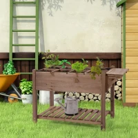 Outsunny Horta Vertical com Prateleira Horta Elevada de Madeira Maciça para Cultivo de Flores Verduras Ervas 123x54x74cm Marrom(m-2)