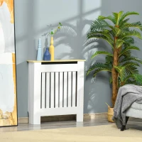 HOMCOM Cobertura Radiador 78x19x83cm Cobertura Radiador de MDF e Melamina de Madeira com Dispositivo Anti-Rolamento Desenho Moderno para Sala de Estar Dormitório Branco(m-7)