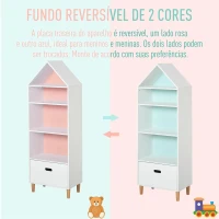 HOMCOM Estante Infantil de madeira com 4 prateleiras 1 gaveta compacta 50x30x142 cm Branco(m-7)