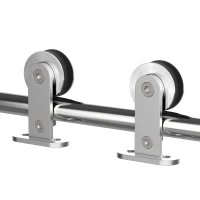 HOMCOM Ferragens para Porta Corredeira Kit de Acessórios para Porta Corredeira com Trilho de Aço Inoxidável Ø2,5x200cm Prata(m-6)