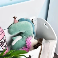 HOMCOM Baú de Brinquedos Organizador de Brinquedos Infantil com Desenho de Segurança Amplo Espaço 62x40x46,5cm Branco(m-9)