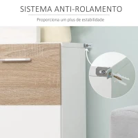 Kleankin Armário Casa de Banho com 2 Portas e Prateleiras Interiores Ajustáveis Móvel Auxiliar de Madeira Multiuso para Sala de Estar Cozinha Sala de Jantar 60x30x85cm Branco e Madeira Natural(m-6)