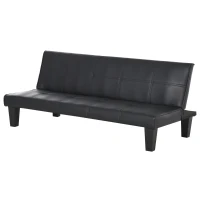 HOMCOM Sofá Cama de 3 Lugares sem Apoio para os Braços com Estrutura Resistente Pés Elevados Assento Acolchoado 165x75,5x70cm Preto(m-1)