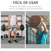 HOMCOM Conjunto de 6 Discos de Peso 35kg Discos Olimpicos com Orifício Central de Ø5,4cm para Treinamento em Casa Academia Prata(m-6)
