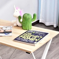 Vinsetto Secretária de Canto Mesa de Computador em Forma de L com Estrutura de Aço 142x142x76cm Natural e Branco(m-9)