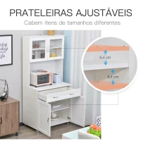 HOMCOM Armário de cozinha com prateleiras internas ajustáveis ​​e gaveta 80x48x170 cm Branco(m-7)