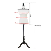HOMCOM Manequim Feminino de Costura Manequim de Exibição com Altura Ajustável 130-168cm Branco(m-3)