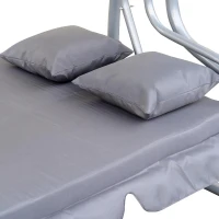 Outsunny Banco Baloiço Jardim 3 Lugares Convertível em Cama com Teto Ajustável e Bandeja para Bebidas 200x120x164 cm Cinza(m-13)