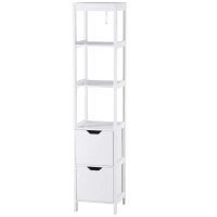 Kleankin Armário de banheiro alto Multiuso 3 prateleiras 2 gavetas 30x30x144 cm Branco(m-1)