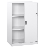 HOMCOM Armário de Escritório com 2 Portas Deslizantes e 3 Prateleiras 80x40x120 cm Branco