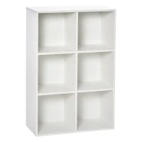HOMCOM Estante para Livros Estante de Madeira de 3 Níveis com 6 Compartimentos de Armazenamento 65,5x30x97,5cm Branco(m-1)