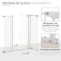PawHut Barreira de Segurança para Portas e Escadas Barreira para Animais de Estimação com Fechadura Automática Extensível 17,5cm Metal 74-80/91,5-97,5x104,1cm Branco(m-4)