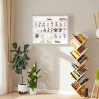 HOMCOM Vitrine de Parede de Madeira com Prateleiras Ajustáveis e 2 Portas Corredeiras de Vidro para Coleções Perfumes Bonecos de Decoração 80x9,5x60cm Branco(m-7)