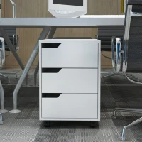 HOMCOM Bloco de Gavetas para Escritório Móvel de Escritório Bloco de Gavetas com 3 Gavetas e 4 Rodas 40x50x57,5 cm Branco(m-2)