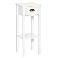 HOMCOM Mesa de Apoio com Gaveta e Prateleira de Armazenamento Estilo Moderno 30x30x75cm Branco
