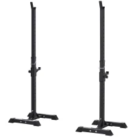 HOMCOM Suporte para Barra de Pesos Ajustável Estante de Aço para Levantamento de Pesos Carga Máx. 150kg Treinamento em Academia Casa 50x49x124-154cm Preto(m-1)