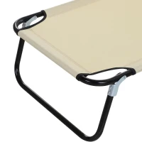 Outsunny Espreguiçadeira dobrável reclinável com ângulo ajustável de 3 posições para exterior carga 120 kg 190x56x28 cm Creme(m-11)