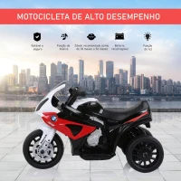 HOMCOM Mota Elétrica BMW para Crianças entre 18-36 Meses 6V com Faróis Música e Velocidade Máx. de 2,5 km/h 66x37x44 cm Vermelho(m-6)
