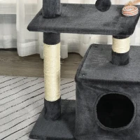 PawHut Arranhador para Gatos 50x30x81,5 cm Centro de Atividades para Gatos com Poste de Sisal Plataformas e Caverna Cinza(m-10)