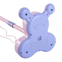 HOMCOM Piano Infantil 37 Teclas Teclado Eletrônico Brinquedo Educacional para Crianças + 3 Anos com Microfone Banco de Luzes e 22 Canções USB/MP3 Karaokê Rosa(m-9)