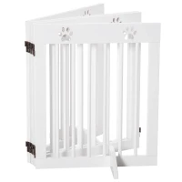 PawHut Barreira de Segurança Dobrável para Cães Grade de Proteção de 4 Painéis com Pés para Portas Escadas Corredor 204x30x61cm Branco(m-8)