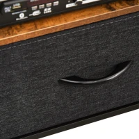 HOMCOM Móvel de TV até 47” Móvel de TV Industrial com Prateleira e 2 Cestos de Tecido Dobráveis para Sala de Estar Dormitório Estrutura de Metal 98x29x56cm Marrom Rústico e Preto(m-8)