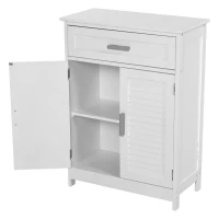 Kleankin Armário de banheiro com gaveta Prateleira Ajustável 59x29x80 Branco(m-12)