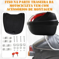 HOMCOM Mala para Motocicleta para Mota de 48L com Fechadura e 2 Chaves 58x44,5x33,5 cm Preto e Vermelho(m-5)