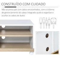 HOMCOM Gabinete de TV Mesa de sala de estar moderna para TV de 42 polegadas com 4 rodas prateleira ajustável 80x45x39.5 cm Branco(m-6)