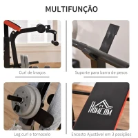 HOMCOM Banco de Pesos Multifuncional Banco de Musculação com Encosto Ajustável Suporte de Barras para Fitness Treinamento Completo 175x139x127cm Preto(m-5)