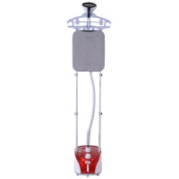 HOMCOM Ferro de Engomar a Vapor para Roupa 1800W Temperatura Ajustável em 11 Níveis Depósito de 2 L Aquecimento em 38s 35x25x47-118,5 cm Vermelho(m-10)