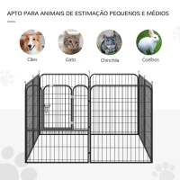PawHut Parque para animais de estimação com 8 Varas Dobrável com Porta e Dupla Trava 79x100cm Preto(m-7)