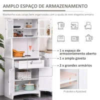 HOMCOM Armário de Cozinha Armário Auxiliar para Microondas com 2 Armários e Gaveta 68.6x40x164 cm Branco(m-4)