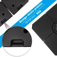 Outsunny Conjunto de 4 Pesos de Base para Chapéu de Sol Preenchível de 80 kg de Água ou 120 kg de Areia 100x100x9,5 cm Preto(m-6)