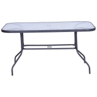 Outsunny Mesa de exterior retangular com furo 140x80x70cm Cinza carvão(m-4)