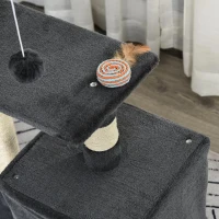 PawHut Arranhador para Gatos 50x30x81,5 cm Centro de Atividades para Gatos com Poste de Sisal Plataformas e Caverna Cinza(m-8)