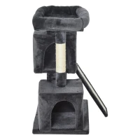 PawHut Árvore do gato com poste e placa de arranhão  cavernas Cama macia 59x39x83 cm(m-12)