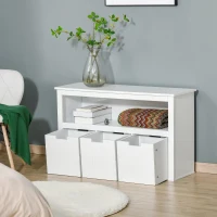 HOMCOM Aparador de Sala de Estar Armário Auxiliar de Armazenamento Moderno com Prateleira Aberta e 3 Gavetas para Dormitório Sala de Estar 102x33x61,5cm Branco(m-6)