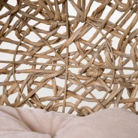 PawHut Cama para Gatos em Vime Sintético com Base de Tripé Almofada com Pelúcia e Algodão Suave Desenho Elevado Ø52x58 cm Madeira(m-7)